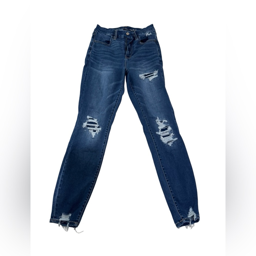 American Eagle Outfitters Dark Blue Distressed Skinny Jeans